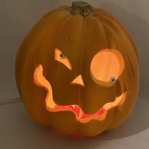 Vintage Trendmasters Blow Mold Light Pumpkin 9” 1995 Jack O Lantern Halloween